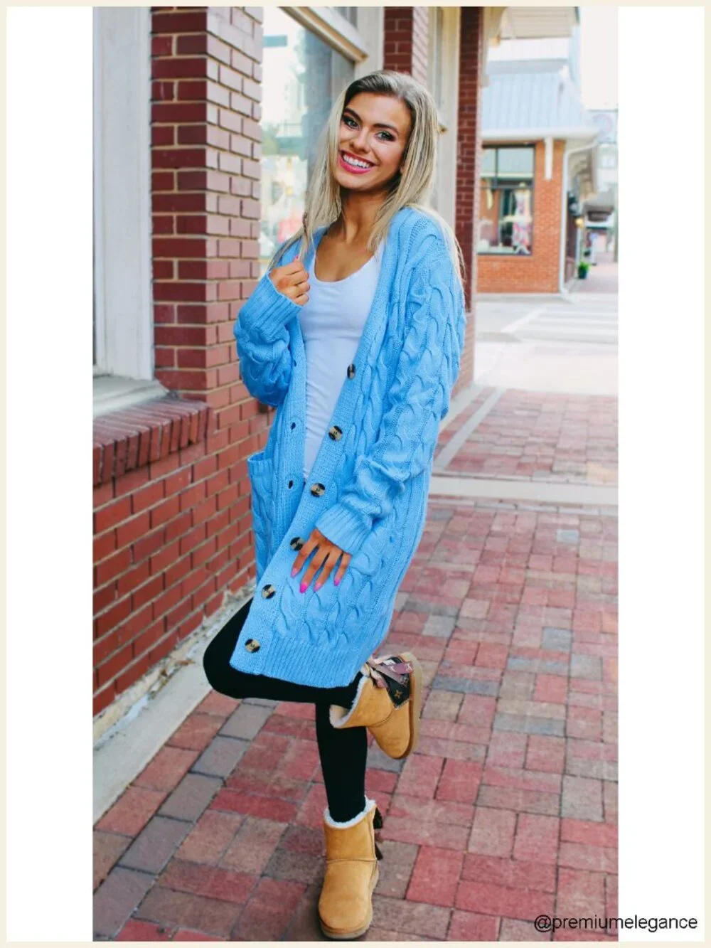 Long Cable Knit Cardigan with Pockets Chunky Open Front Button Down Sweater